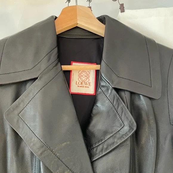 Loewe | Jackets & Coats | Vintage Loewe Black Leather Trench